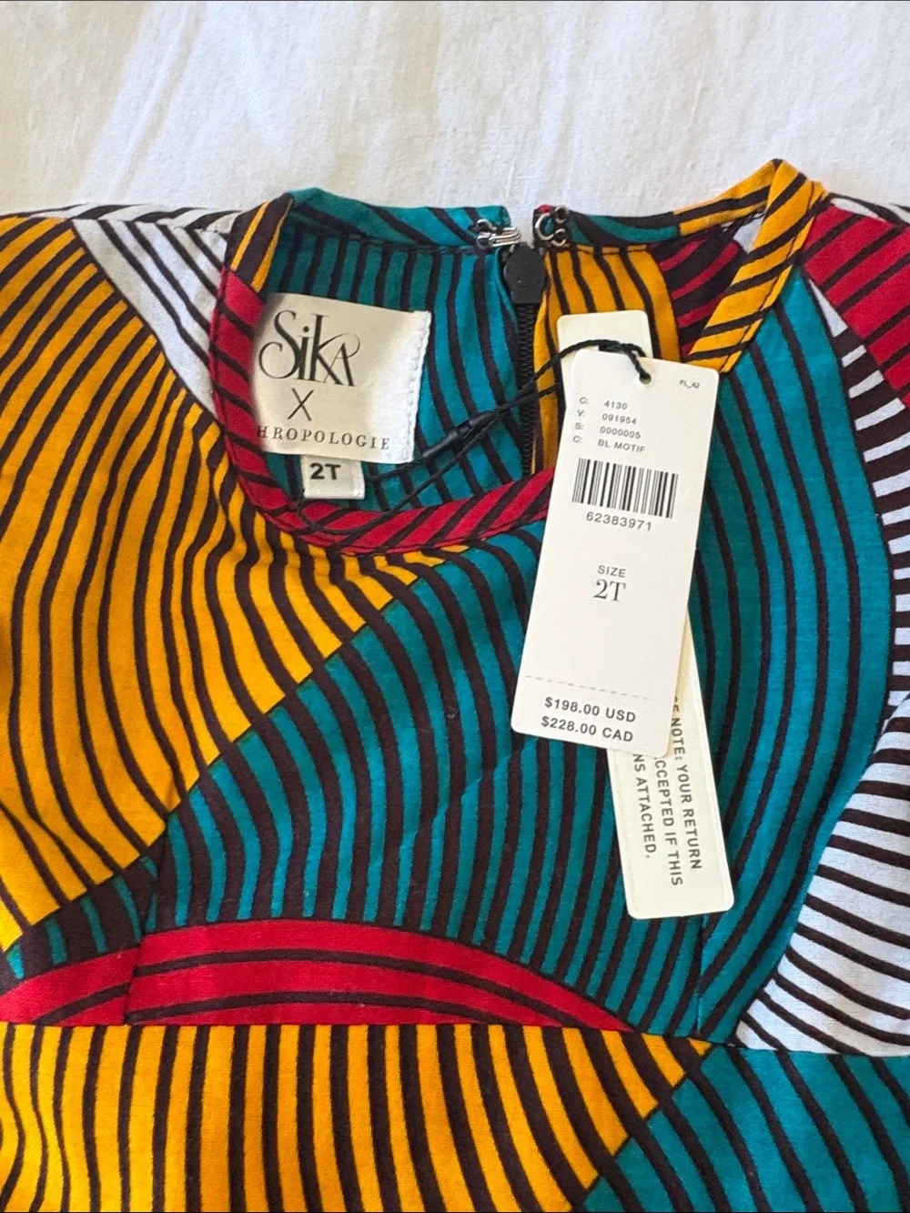 Sika Girls' Colorblock Swirl Print Dress in Teal, Mustard & Red